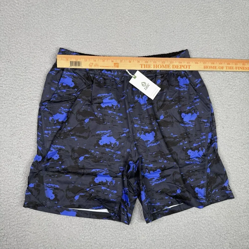 tasc Performance Weightless Shorts Mens Large Blue Black Camo 7